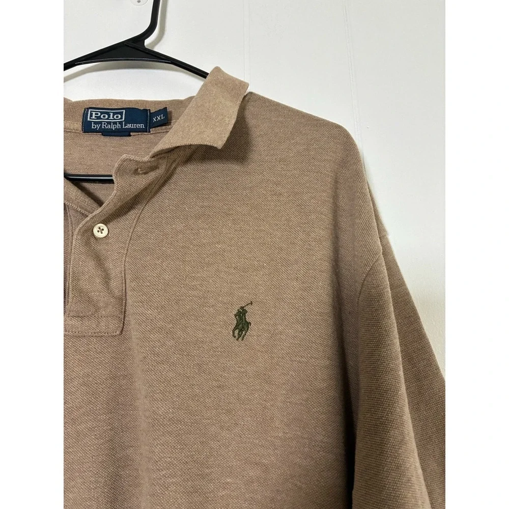 Polo Ralph Lauren‎ Men's Tan Short Sleeve Polo Shirt Big XXL Embroidered Pony